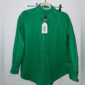 English Factory Women’s  Emerald Green Oversized Button-Down Shirt